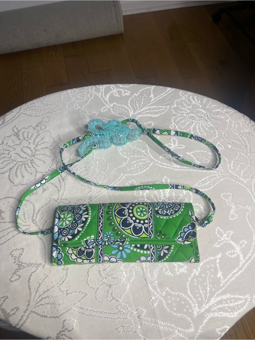 Vera Bradley Quilted Crossbody Wallet Clutch in Cupcake Green